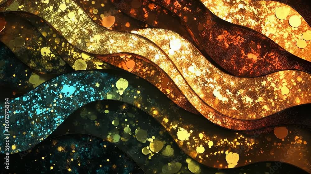 Poster abstract wavy sparkle background with glittering particles and vibrant color gradient