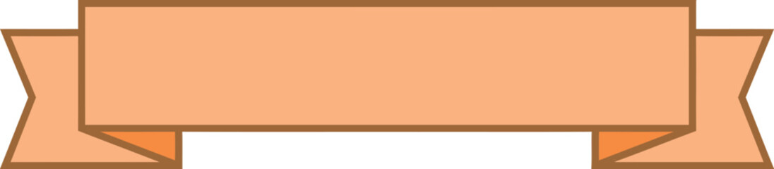 A simple orange banner with a brown outline isolated on a white background