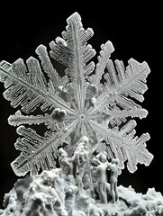 Microscopic Winter Scene with Giant Snowflake