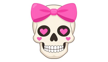 Cute skull with a pink bow