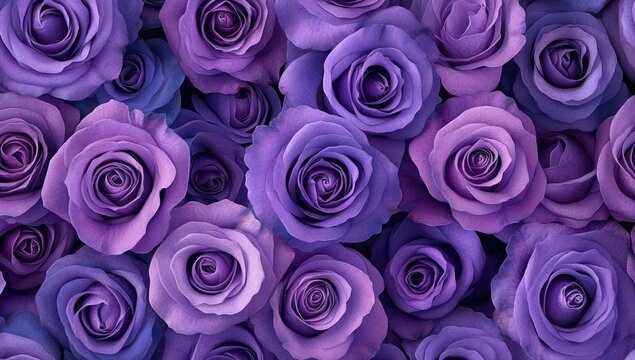 Close-up of many vibrant purple roses (2) - Powered by Adobe