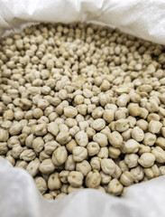 Raw chickpeas in the store