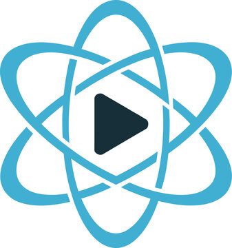 React play button logo for web development and technology app.