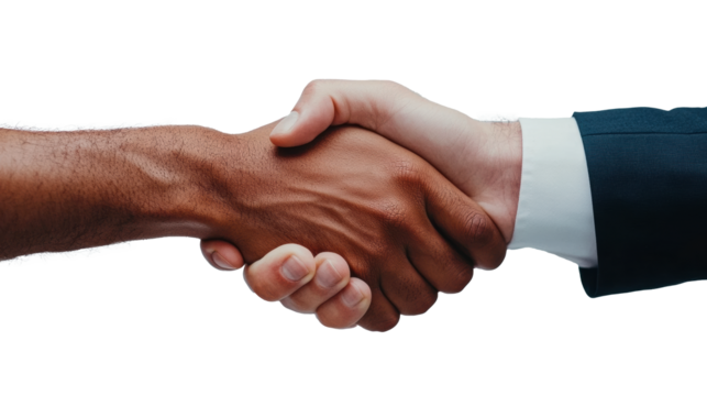 Shaking Hands Symbolizing Agreement and Unity on Transparent Background