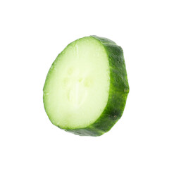 Slice of fresh cucumber isolated on white