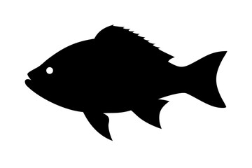 Obraz premium A simple black silhouette of a fish swims gracefully, isolated on white background