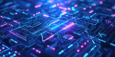 Fototapeta premium Abstract circuit board with glowing, interconnected pathways
