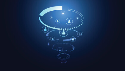 Digital swirl of network connections symbolizing data flow and communication in modern tech landscapes.