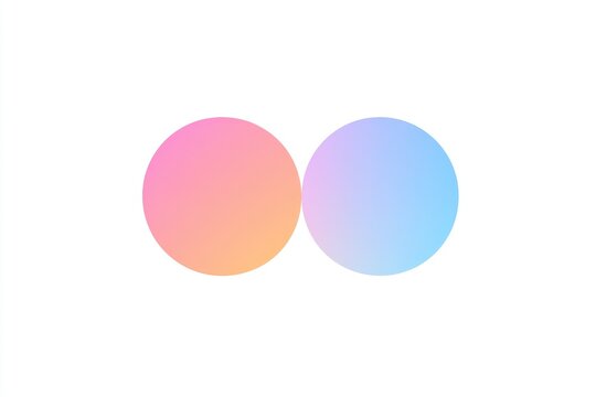 Two soft gradient circles, one peach/orange, the other light blue/lavender, on a plain white background