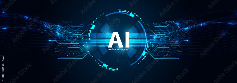 Aufkleber a futuristic representation of artificial intelligence with glowing elements, showcasing innovation 