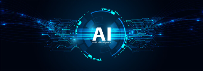 A futuristic representation of artificial intelligence with glowing elements, showcasing innovation and technological advancement in digital design.