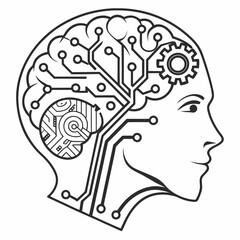 AI Brain Line Icon