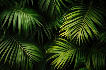 Close-up of lush palm fronds