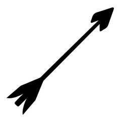 A simple vector art representation of a black arrow with a sharp point