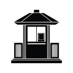 Architectural Black Silhouette of a Kiosk, Guardhouse, or Ticket Booth Illustration