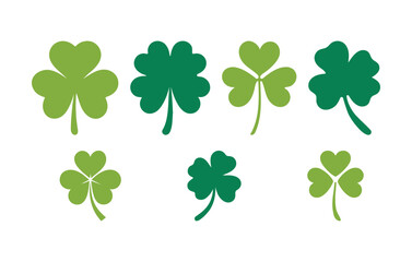 Shamrock leaf icon collection isolated on white background
