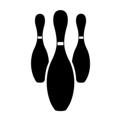 Silhouette of bowling pins arranged in a triangle formation, ready to bowl