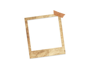 Vintage Polaroid Frame PNG hanging with tep- Old Photo Border with Tape, Photo blank frame material