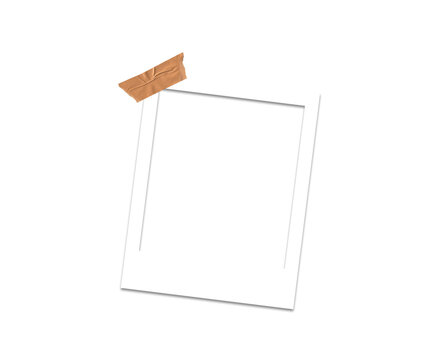 White Frame PNG hanging with tep- Old Photo Border with Tape, Photo blank frame material