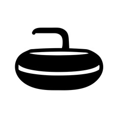 Simple Black Curling Stone Isolated Icon, Illustration of Winter Olympic Sport