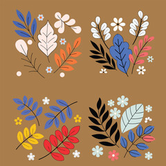 Floral and Botanical Vector Set | Elegant Leaves and Flower Elements for Modern Design & Decoration