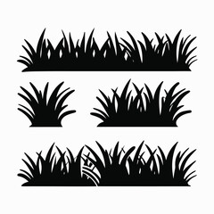 Black Grass Silhouettes on White Background vector