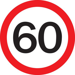60 Km/h Speed Limit Sign Isolated On White Background Traffic Safety And road Regulation Symbol
