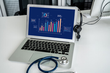Business data dashboard provide business intelligence analytic for marketing strategy planning...