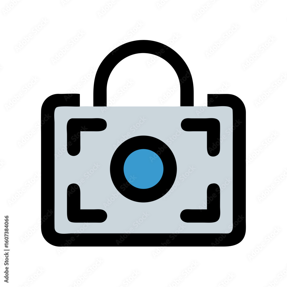 Poster flat design icon of a bag with target symbol
