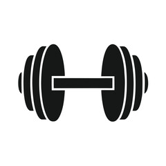 Silhouette of a dumbbell for fitness and exercise isolated on white background
