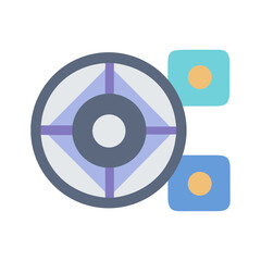 Flat design target and squares against black background illustration