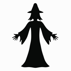 Black Silhouette of a Witch with Arms Outstretched