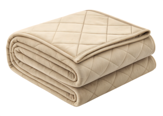  cozy beige blanket folded perfect for warmth isolated on white background PNG , AI GENERATED