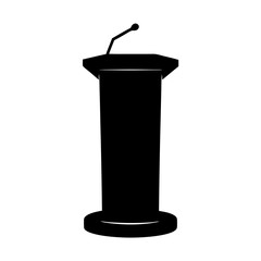 Illustration of a classic black podium with a microphone attached to it