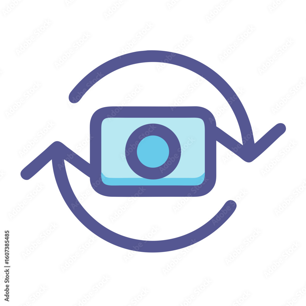 Poster refresh button icon with arrows. blue and violet colors