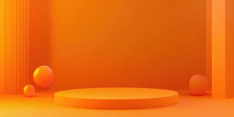 Warm orange minimalist scene with geometric shapes