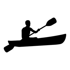 Silhouette of a kayaker paddling, symbolizing sport, recreation, and outdoor activities