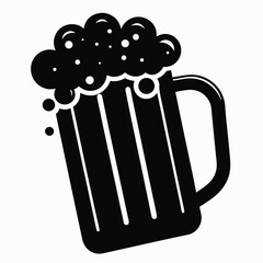 Bold Black Beer Mug Illustration with Bubbles pint