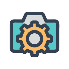 Technical configuration gear on a camera case illustration