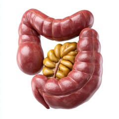 Human large intestine and small intestine anatomy isolated on white background