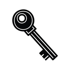 Simple and modern illustration of a black key on a white background