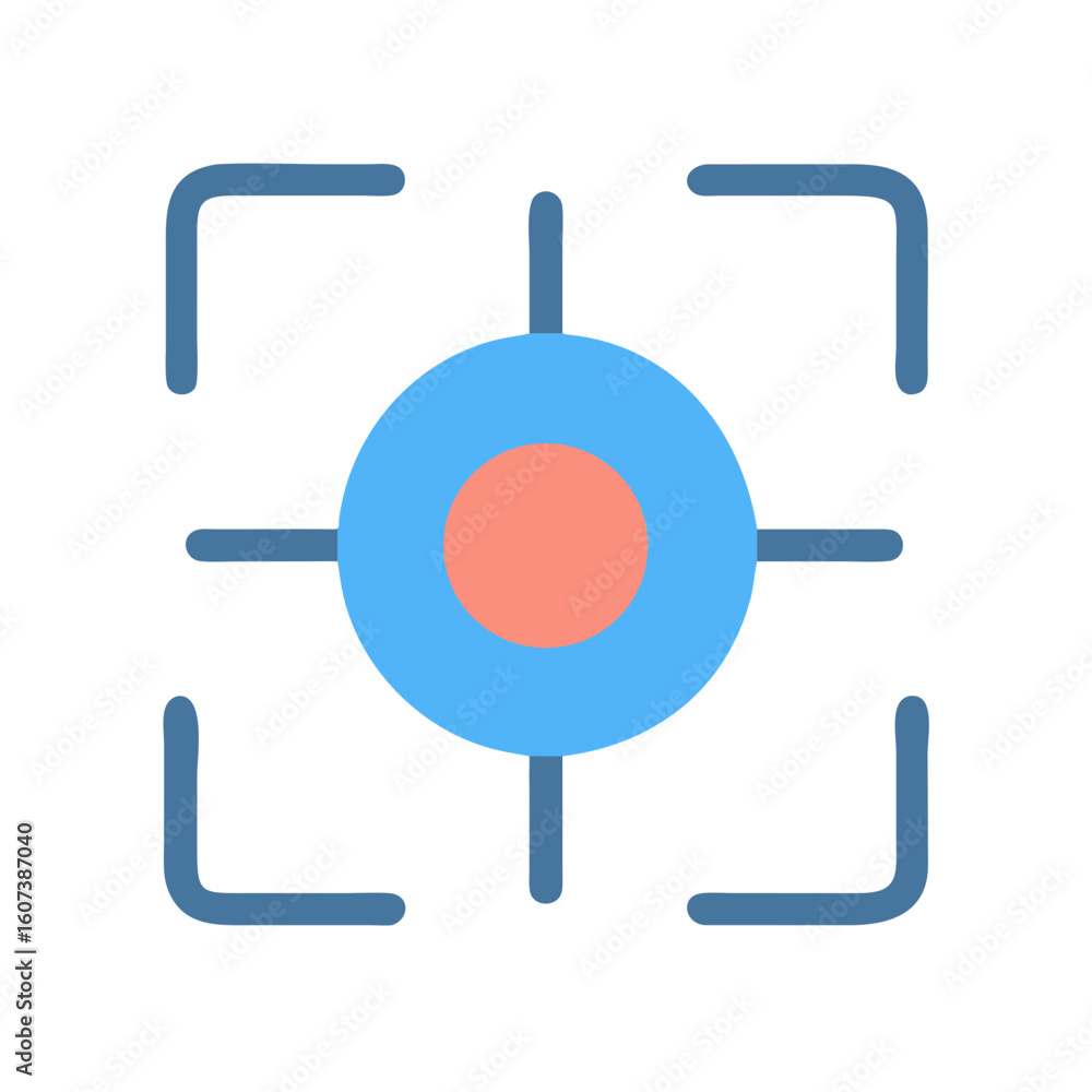 Poster flat design focus icon with target element on black