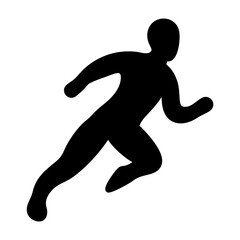 Silhouette of a person running or sprinting forward with strong movement
