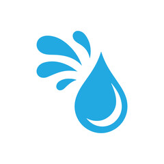 Water Drop Icon with Splashes Isolated on White Background