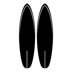 Two Black Surfboards with White Outlines and Fins on a White Background