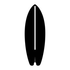 Simple black and white surfboard design with a single long white stripe