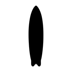 Silhouette of a Surfboard with Fin, Ready for the Ocean Waves
