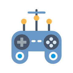 Obraz premium Flat illustration of game controller in blue and yellow