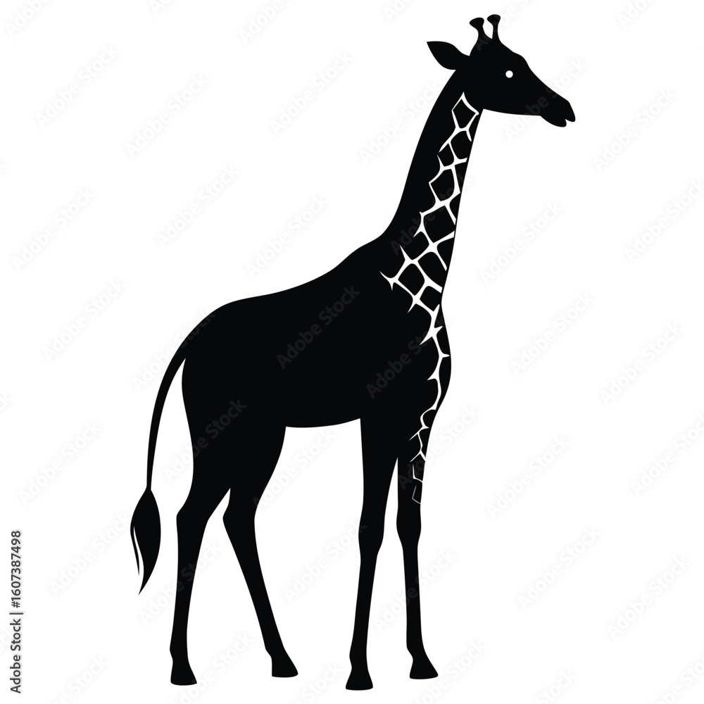 Poster elegant giraffe silhouette in profile isolated on a clean white background for versatile design use 
