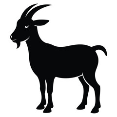 Silhouette of a majestic goat standing proudly isolated on white background